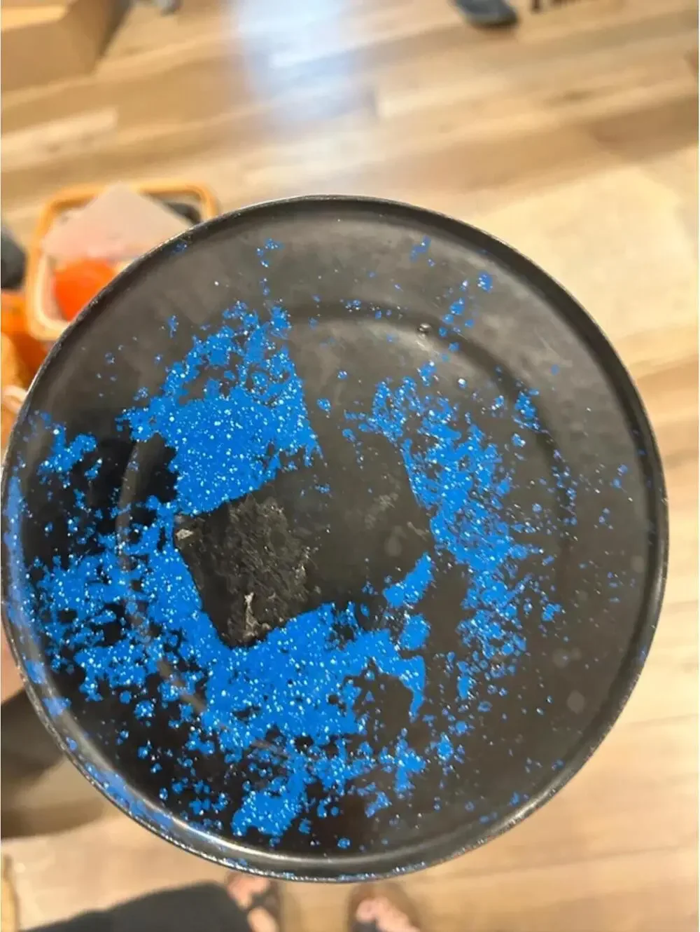 Blue enamel coffee pitcher pot